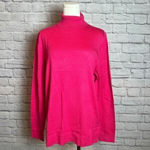 Amazon Essentials Womens XL Pink Turtleneck Knit Sweater Cotton Blend Barbiecore